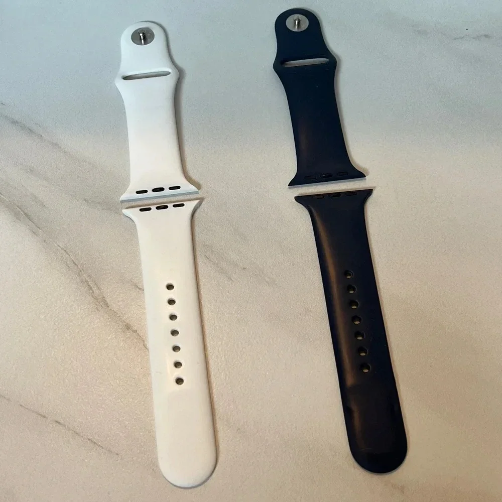 White and Navy Blue Apple Watch Bands